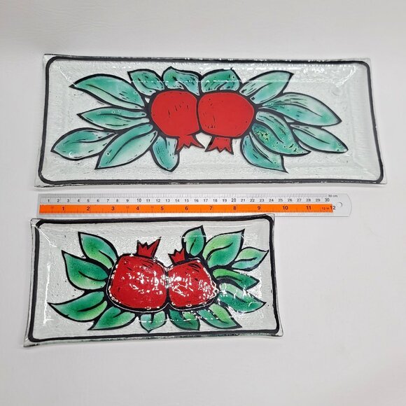 Andreas Meyer Israel Fused Glass Pomegranate Plates – Set of 2, Nahariya Israel - Picture 5 of 7